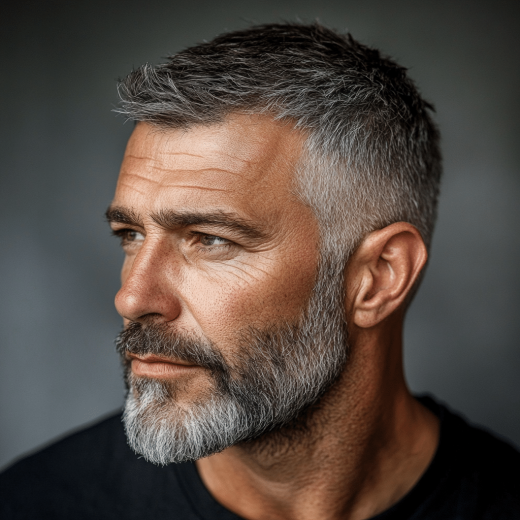 Brushed Forward Finish Hair Style Older Men